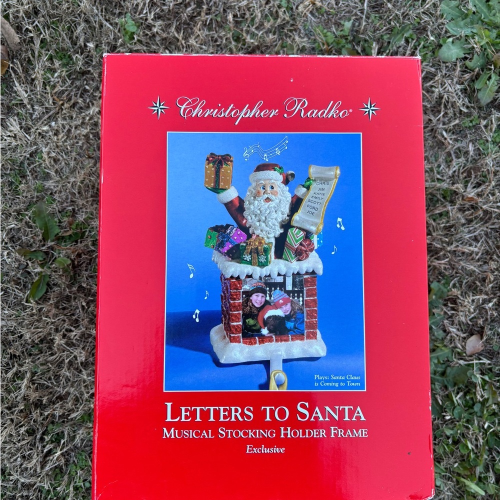 Christopher Radko Santa Musical Stocking Holder in Red and White - Picture 3 of 7